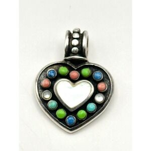 Multi Stone Heart Sterling Silver Pendant‎
